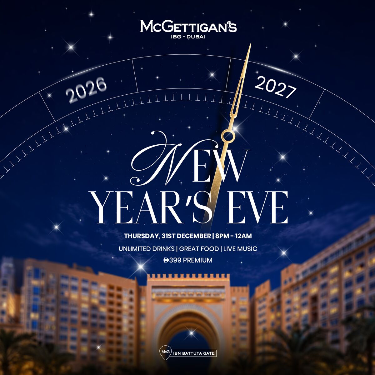 New Year’s Eve at McGettigan's at McGettigan's Ibn Battuta Gate